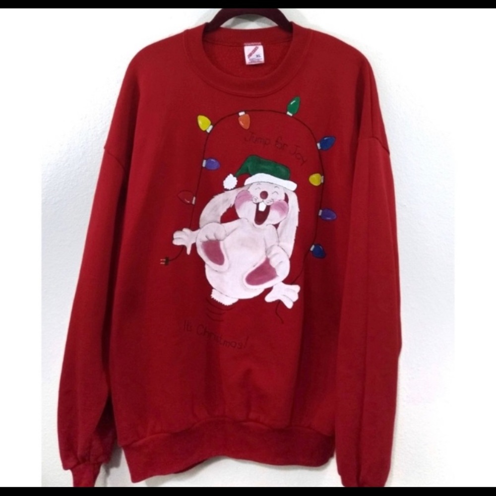 Vintage Christmas Bunny sweatshirt sz XL